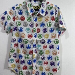 Artscow‎  Men's /Youth Nintendo print button up Short Sleeve shirt SZ XL